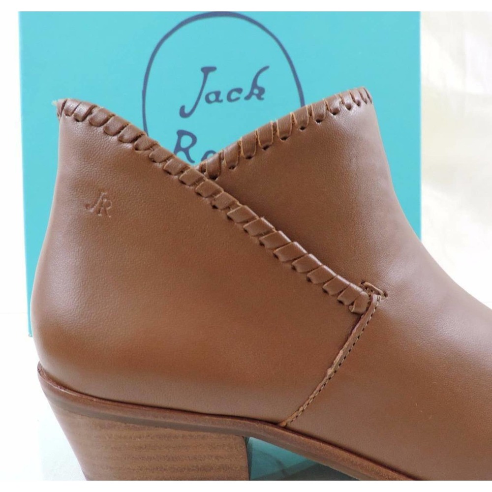 Jack Rogers Sadie Low Heel Ankle Boot Booties Leather Oak Size 7.5 - Picture 9 of 10